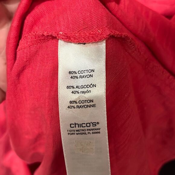 Chico’s Pink Button Front 3/4 Sleeve Top Small - Picture 5 of 7